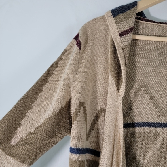 FOREIGN EXCHANGE Women's Southwestern Long Waterfall Hooded Cardigan Sz M Boho - Picture 5 of 12